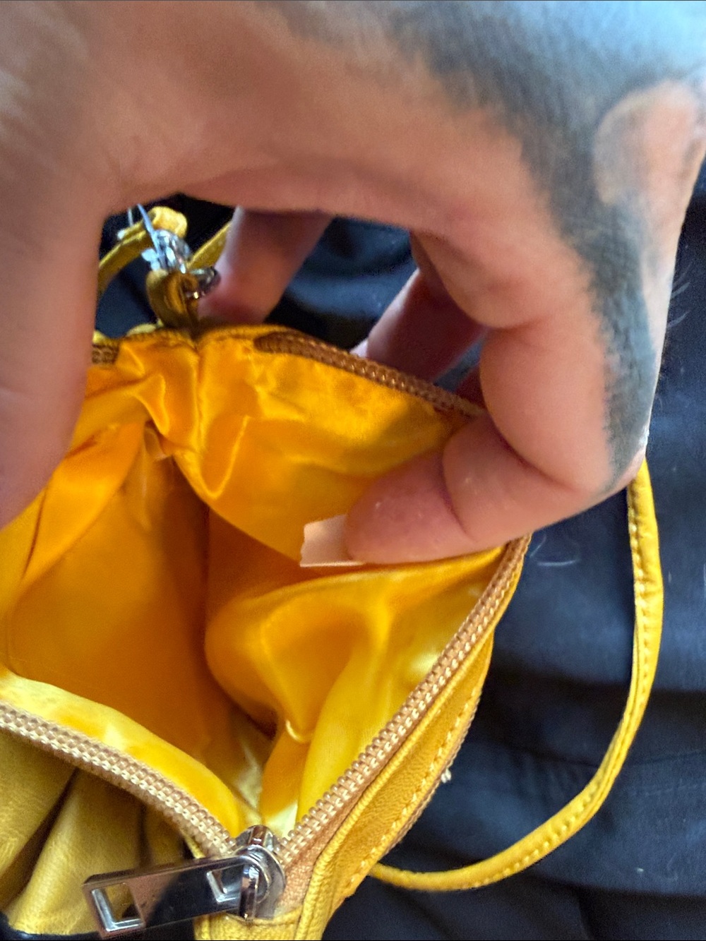 Yellow Floral Applique Crossbody Bag with Adjustable Strap - Picture 2 of 6